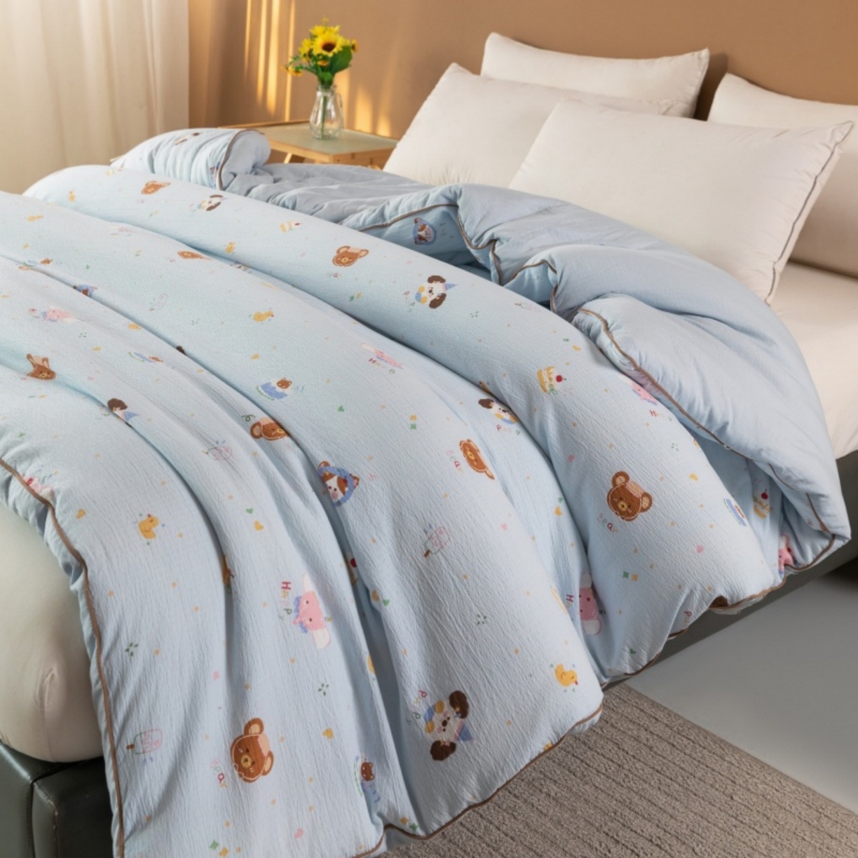 91家纺网 家纺一手货源 找家纺 梦镜家纺 2025新款A类云感双层纱冬被被子被芯买家秀 生日宴会-蓝