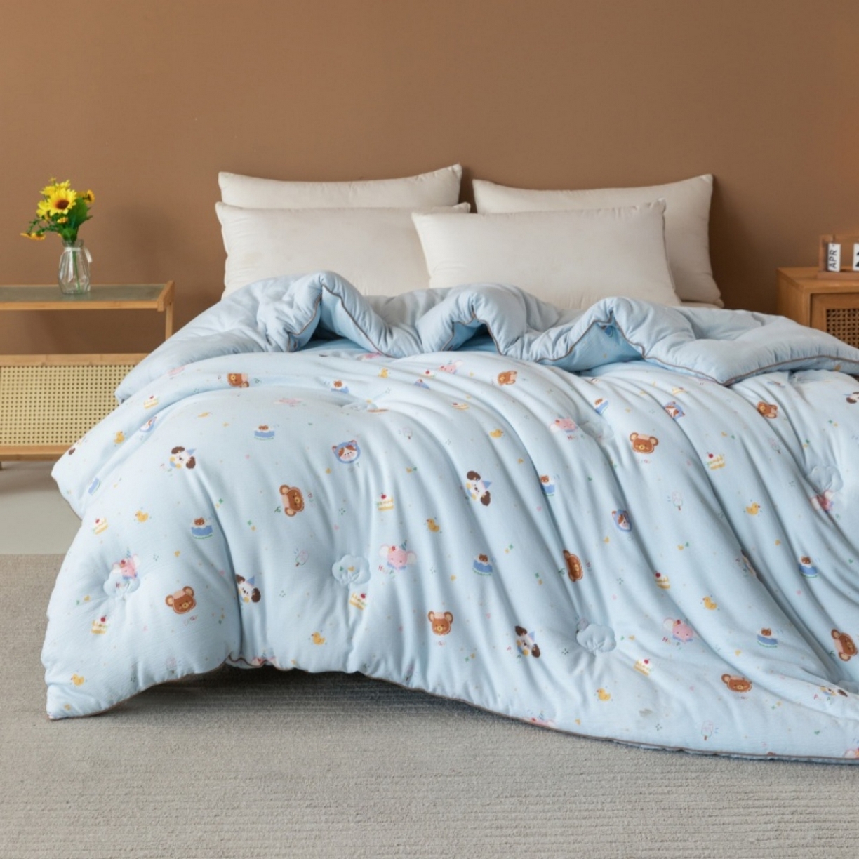 91家纺网 家纺一手货源 找家纺 梦镜家纺 2025新款A类云感双层纱冬被被子被芯买家秀 生日宴会-蓝