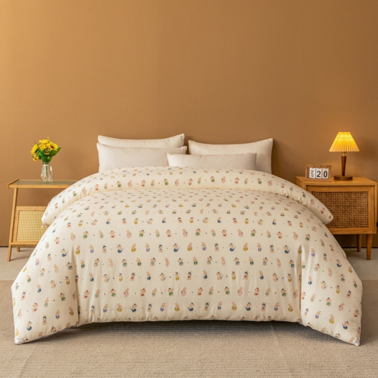 91家纺网 家纺一手货源 找家纺 梦镜家纺 2025新款A类云感双层纱冬被被子被芯买家秀 兔子集合