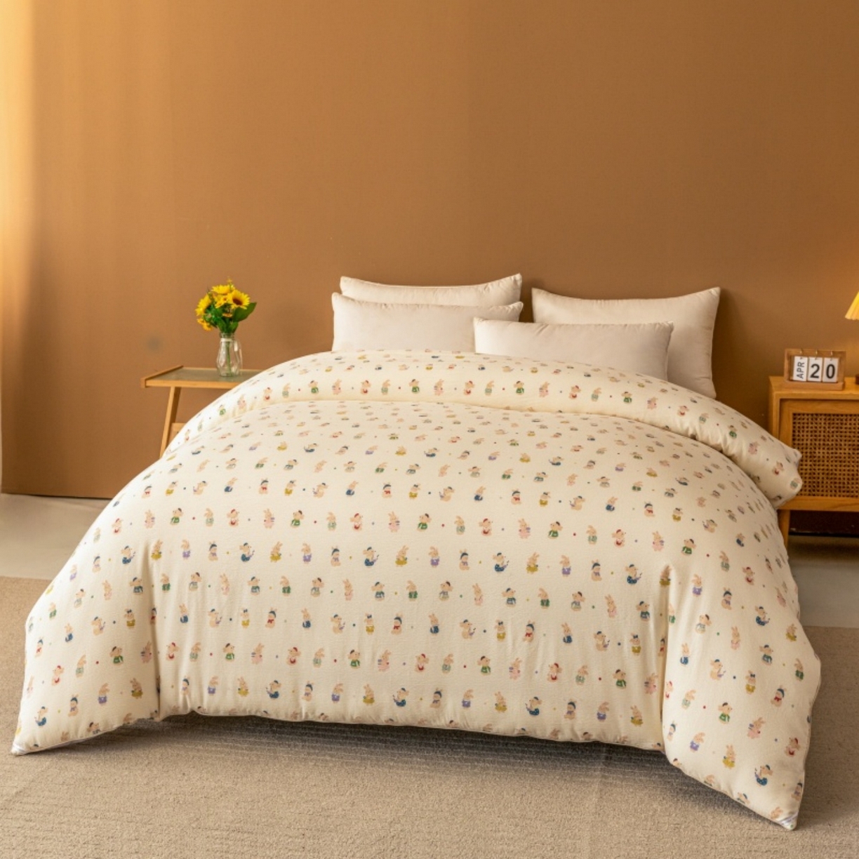 91家纺网 家纺一手货源 找家纺 梦镜家纺 2025新款A类云感双层纱冬被被子被芯买家秀 兔子集合