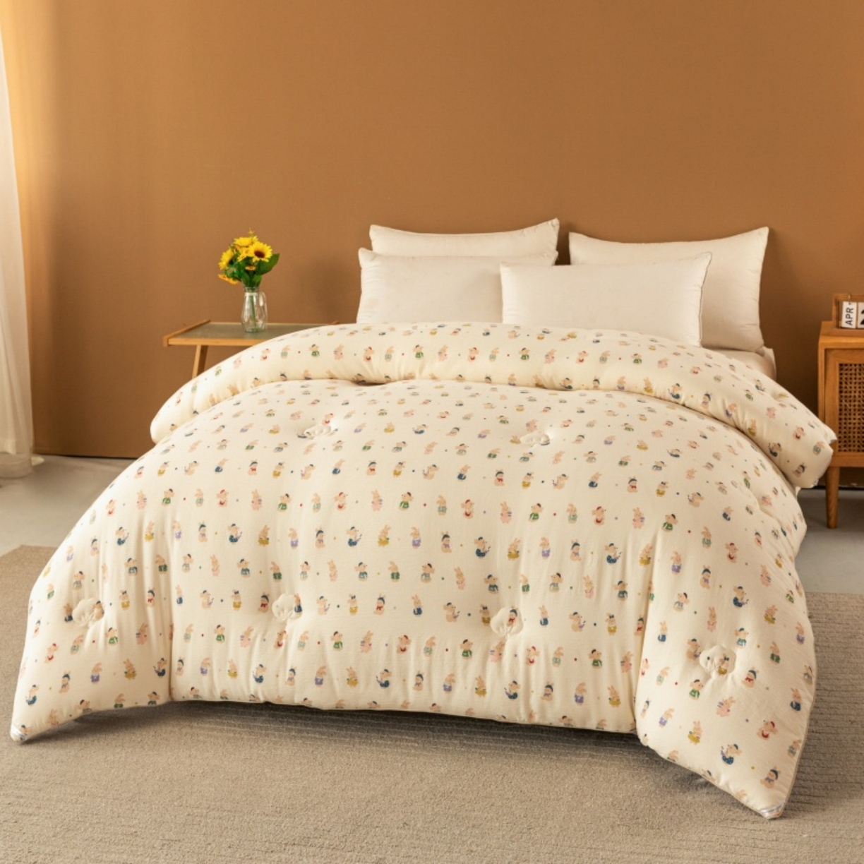 91家纺网 家纺一手货源 找家纺 梦镜家纺 2025新款A类云感双层纱冬被被子被芯买家秀 兔子集合