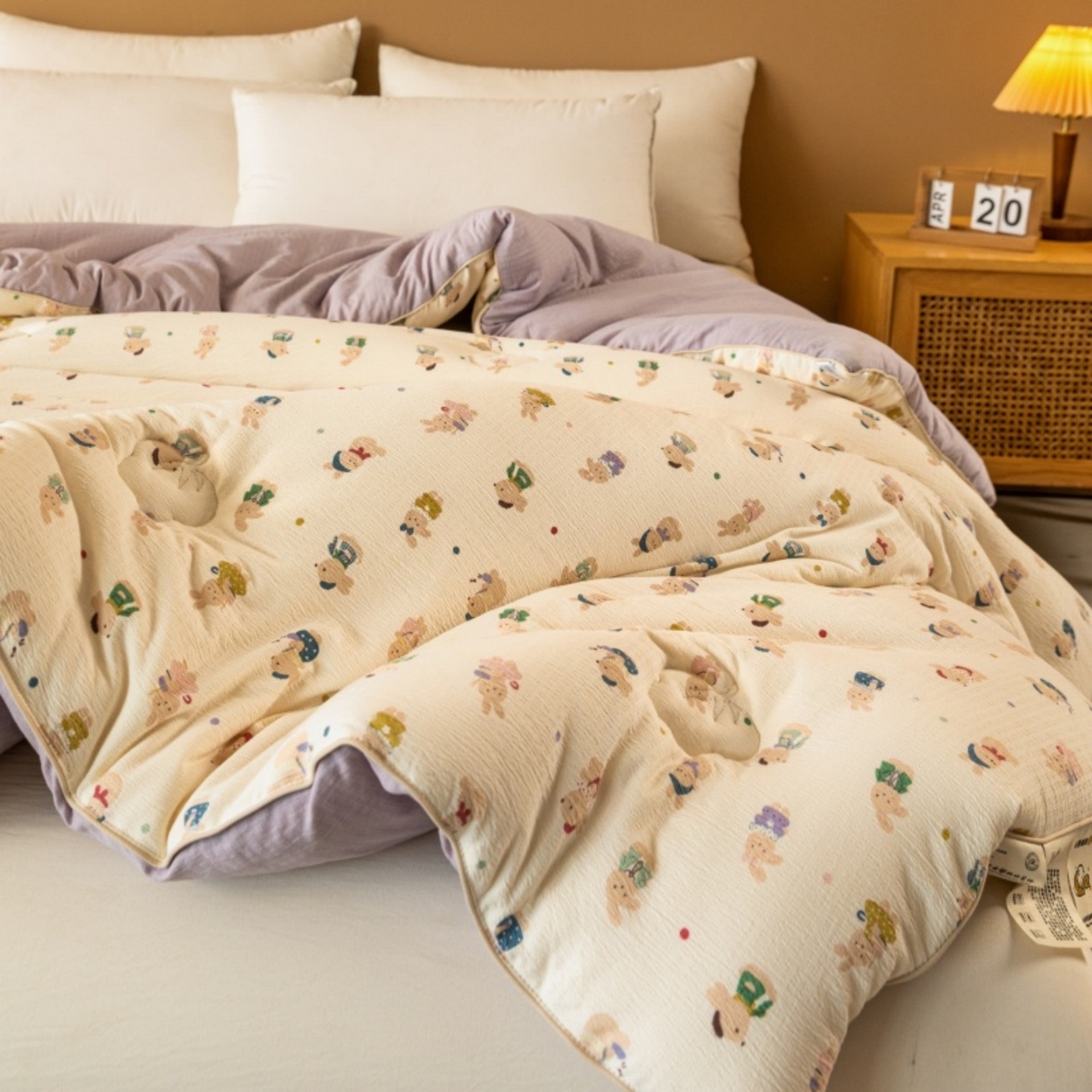 91家纺网 家纺一手货源 找家纺 梦镜家纺 2025新款A类云感双层纱冬被被子被芯买家秀 兔子集合