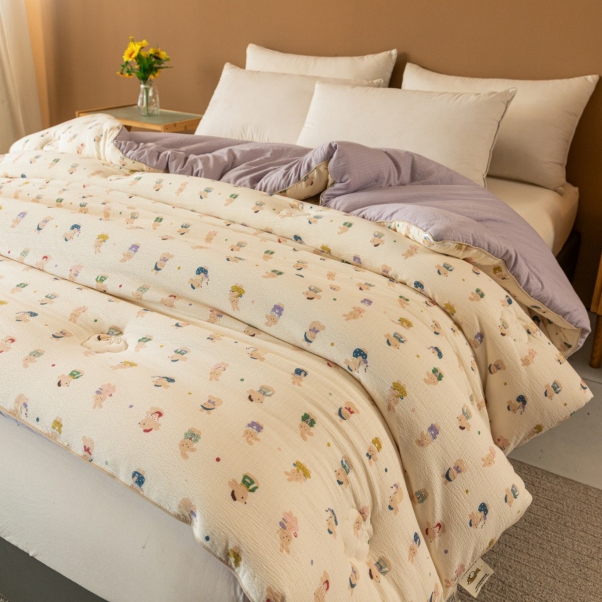 91家纺网 家纺一手货源 找家纺 梦镜家纺 2025新款A类云感双层纱冬被被子被芯买家秀 兔子集合