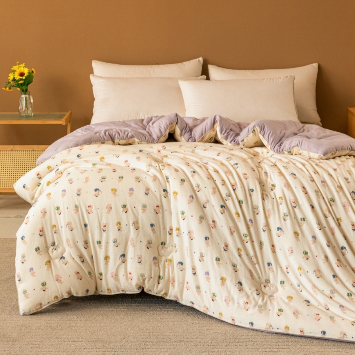 91家纺网 家纺一手货源 找家纺 梦镜家纺 2025新款A类云感双层纱冬被被子被芯买家秀 兔子集合