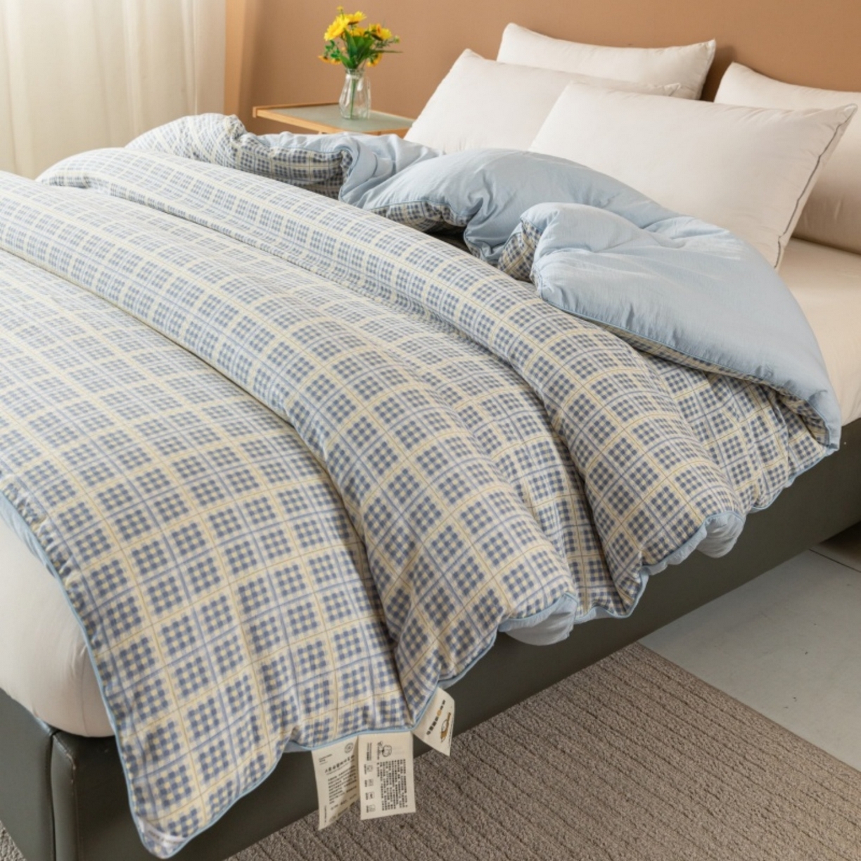 91家纺网 家纺一手货源 找家纺 梦镜家纺 2025新款A类云感双层纱冬被被子被芯买家秀 银河