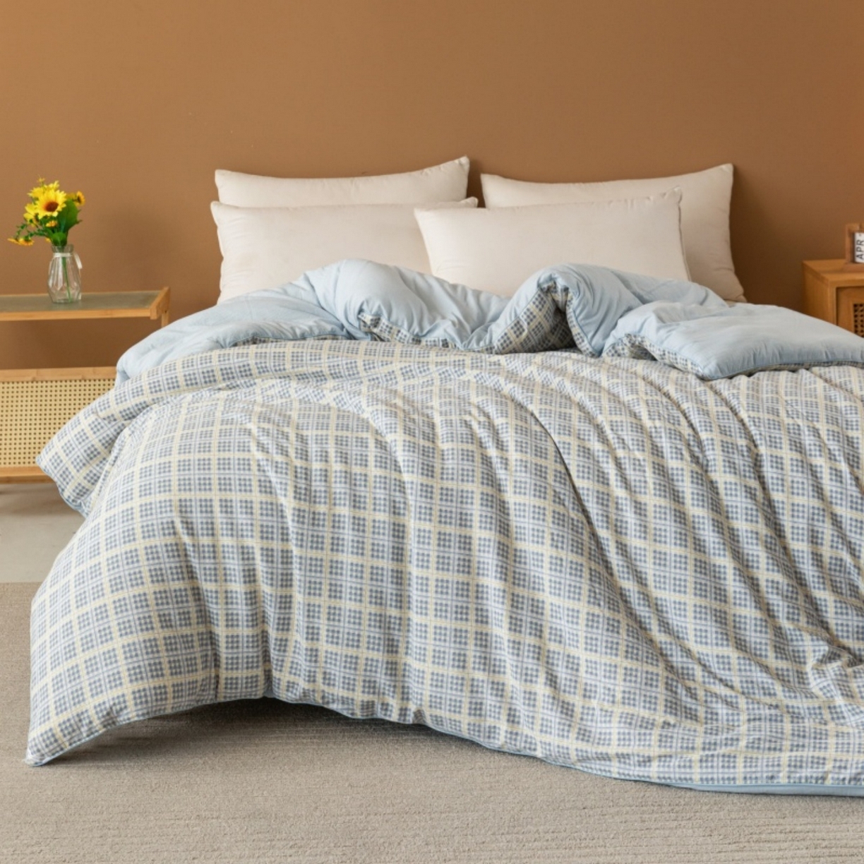 91家纺网 家纺一手货源 找家纺 梦镜家纺 2025新款A类云感双层纱冬被被子被芯买家秀 银河