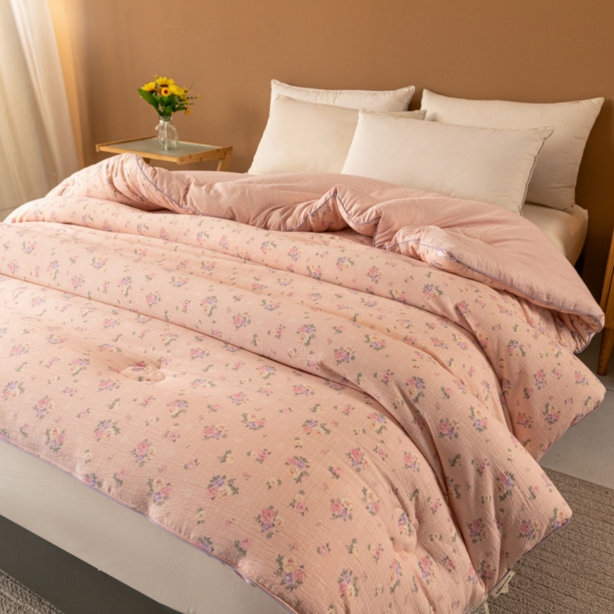 91家纺网 家纺一手货源 找家纺 梦镜家纺 2025新款A类云感双层纱冬被被子被芯买家秀 幽帘