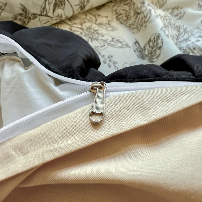 91家纺网 家纺一手货源 找家纺 宅家居 2025新款A类轻法式复古赫本风全棉纯棉有氧双层纱花边四件套黑色韩式花边三件套 东篱