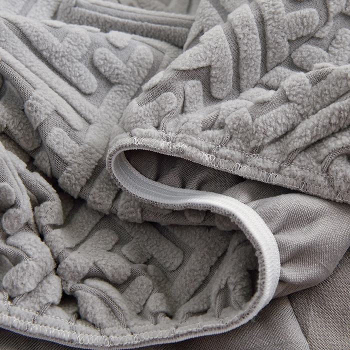 91家纺网 家纺一手货源 找家纺 启博家纺 2025新款磨毛提花南瓜椅套 灰色