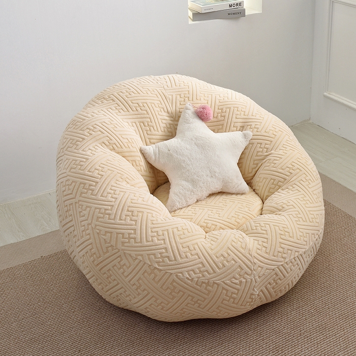 91家纺网 家纺一手货源 找家纺 启博家纺 2025新款磨毛提花南瓜椅套 米白