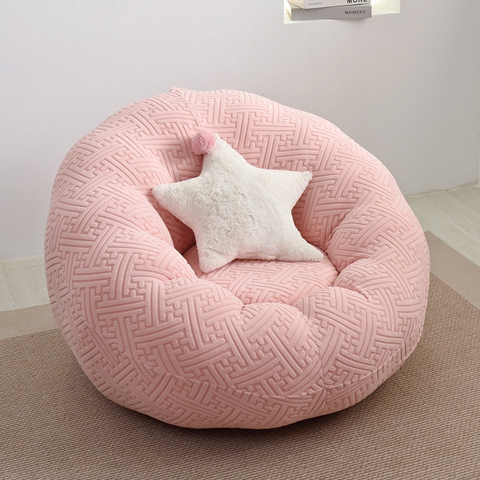 91家纺网 家纺一手货源 找家纺 启博家纺 2025新款磨毛提花南瓜椅套 桃粉