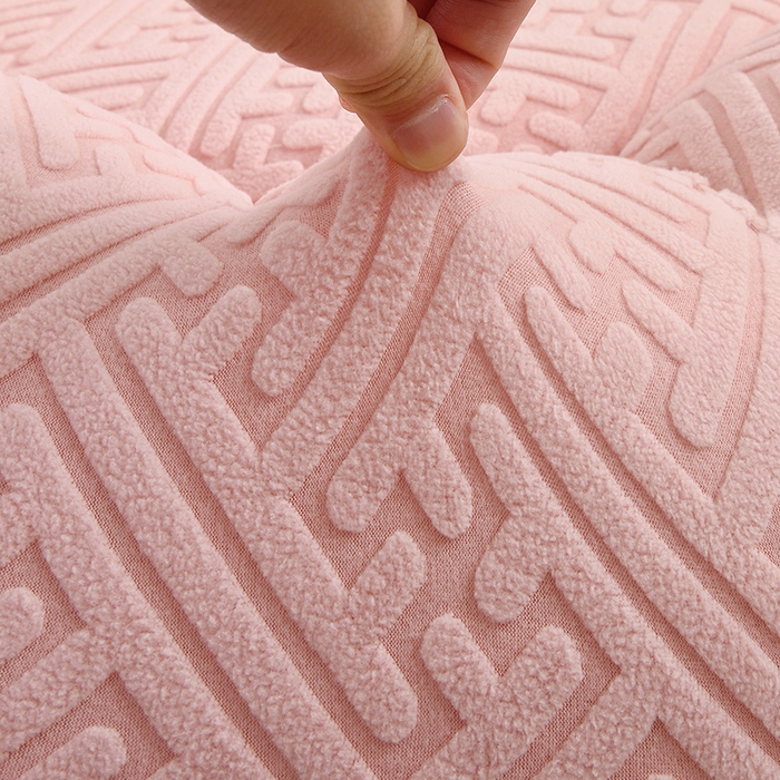 91家纺网 家纺一手货源 找家纺 启博家纺 2025新款磨毛提花南瓜椅套 桃粉