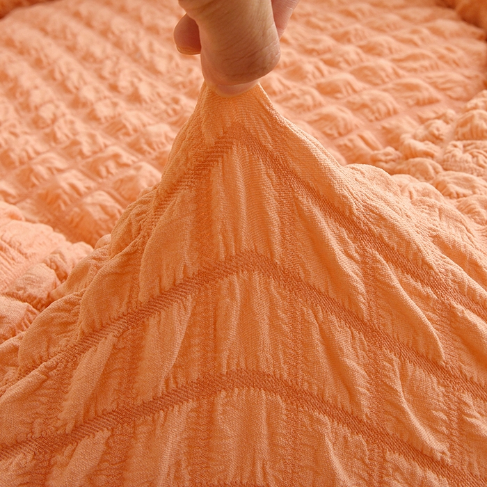 91家纺网 家纺一手货源 找家纺 启博家纺 2025新款泡泡纱南瓜椅套 橙色