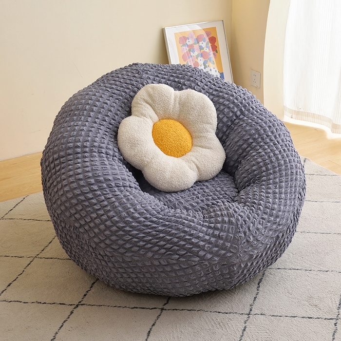 91家纺网 家纺一手货源 找家纺 启博家纺 2025新款泡泡纱南瓜椅套 灰蓝