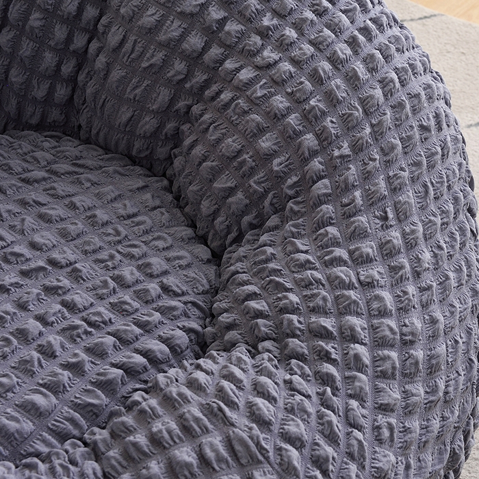 91家纺网 家纺一手货源 找家纺 启博家纺 2025新款泡泡纱南瓜椅套 灰蓝