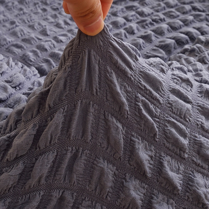 91家纺网 家纺一手货源 找家纺 启博家纺 2025新款泡泡纱南瓜椅套 灰蓝