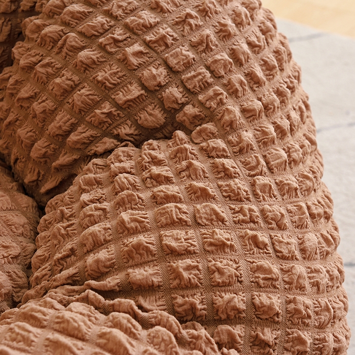 91家纺网 家纺一手货源 找家纺 启博家纺 2025新款泡泡纱南瓜椅套 咖色