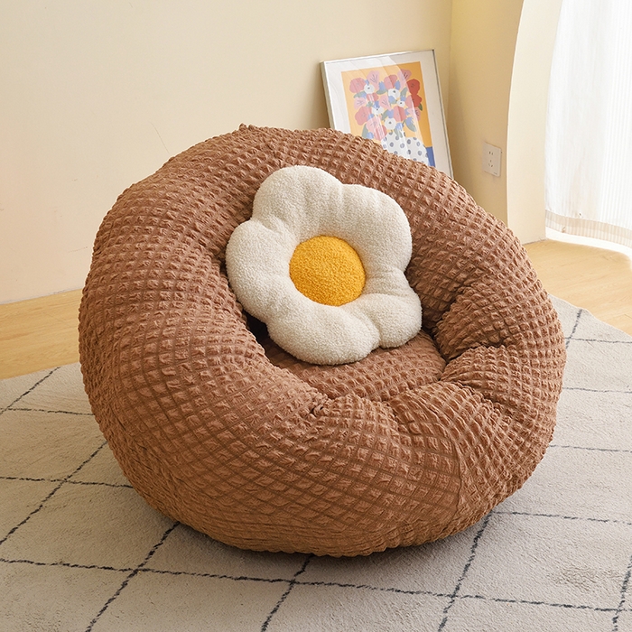 91家纺网 家纺一手货源 找家纺 启博家纺 2025新款泡泡纱南瓜椅套 咖色