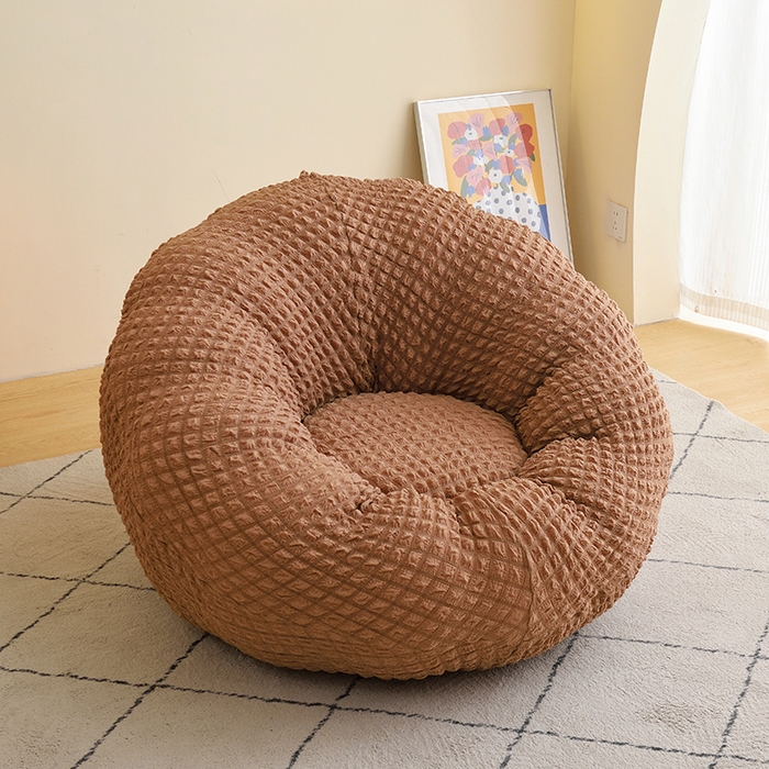 91家纺网 家纺一手货源 找家纺 启博家纺 2025新款泡泡纱南瓜椅套 咖色