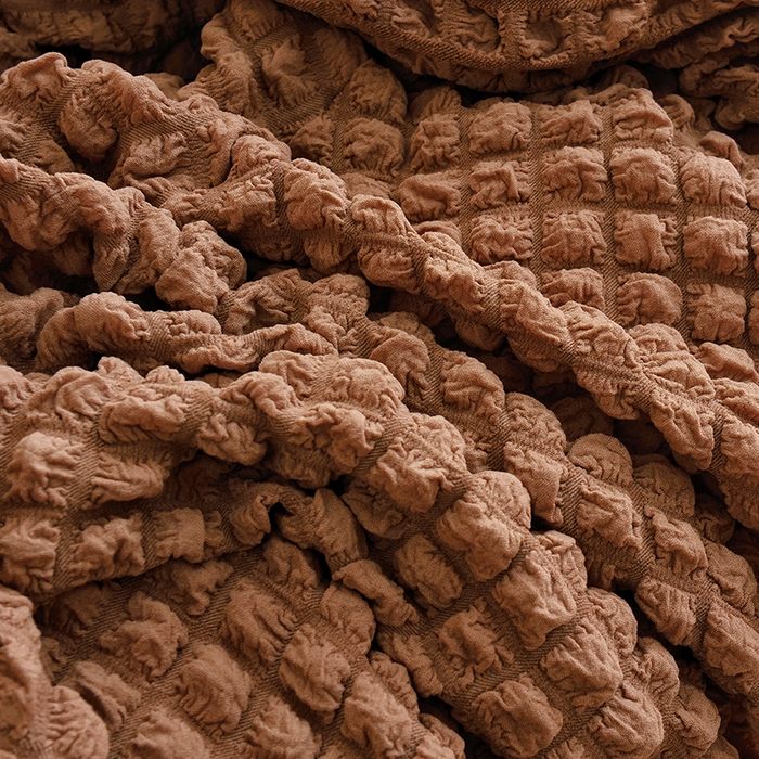 91家纺网 家纺一手货源 找家纺 启博家纺 2025新款泡泡纱南瓜椅套 咖色