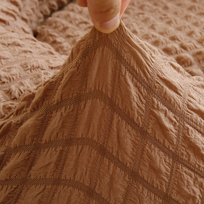 91家纺网 家纺一手货源 找家纺 启博家纺 2025新款泡泡纱南瓜椅套 咖色