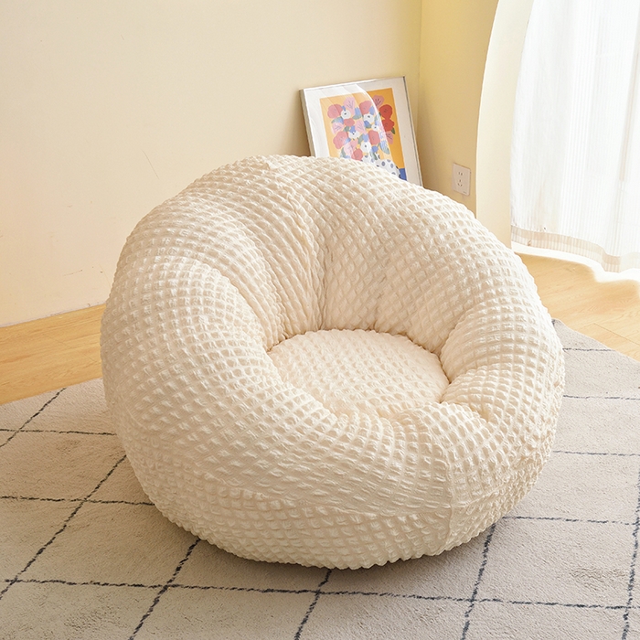 91家纺网 家纺一手货源 找家纺 启博家纺 2025新款泡泡纱南瓜椅套 米白