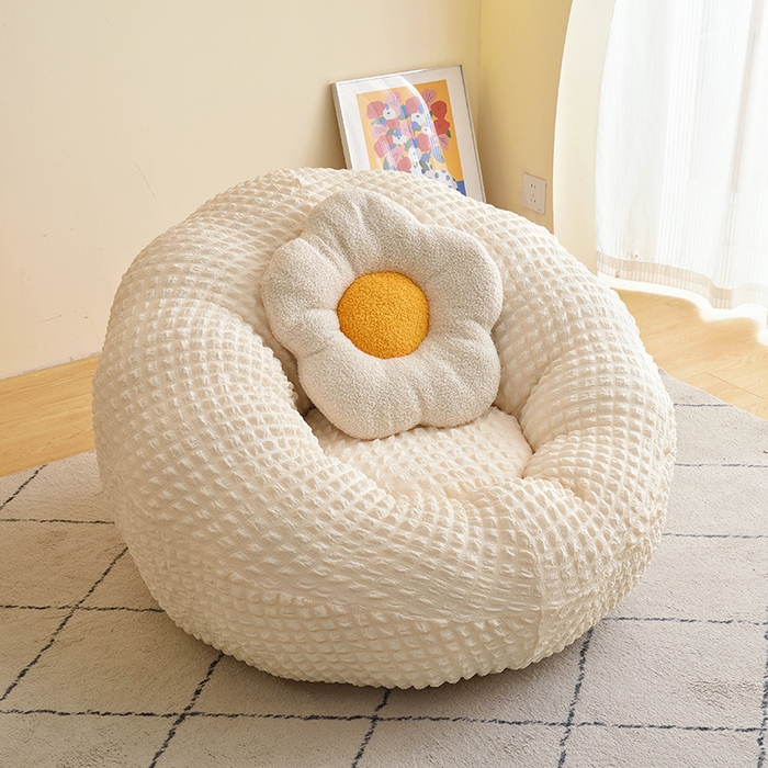 91家纺网 家纺一手货源 找家纺 启博家纺 2025新款泡泡纱南瓜椅套 米白