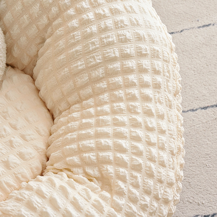 91家纺网 家纺一手货源 找家纺 启博家纺 2025新款泡泡纱南瓜椅套 米白