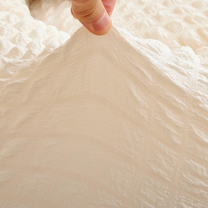 91家纺网 家纺一手货源 找家纺 启博家纺 2025新款泡泡纱南瓜椅套 米白