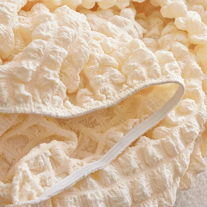 91家纺网 家纺一手货源 找家纺 启博家纺 2025新款泡泡纱南瓜椅套 米白