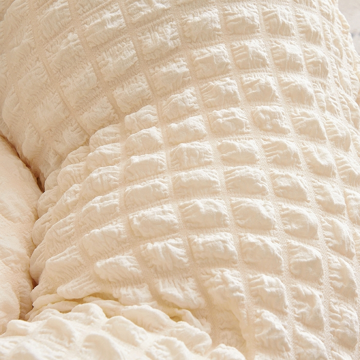 91家纺网 家纺一手货源 找家纺 启博家纺 2025新款泡泡纱南瓜椅套 米白