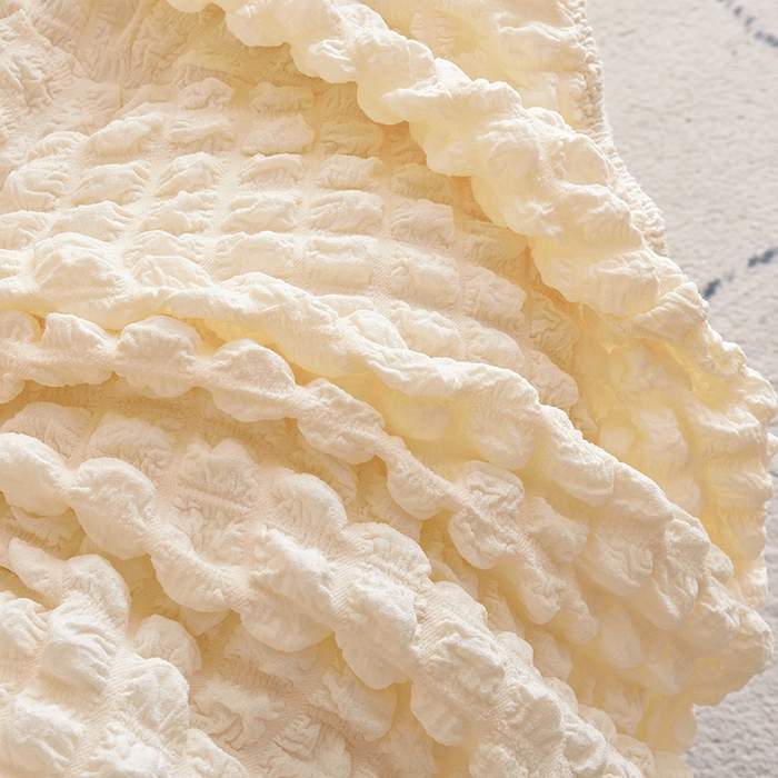 91家纺网 家纺一手货源 找家纺 启博家纺 2025新款泡泡纱南瓜椅套 米白