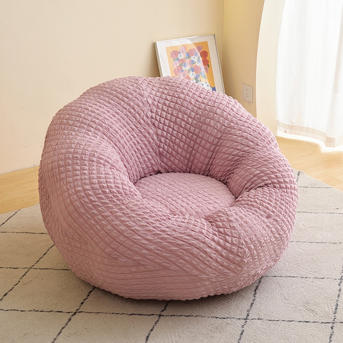 91家纺网 家纺一手货源 找家纺 启博家纺 2025新款泡泡纱南瓜椅套 桃粉