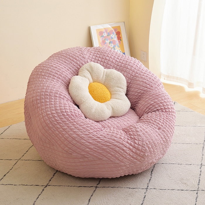 91家纺网 家纺一手货源 找家纺 启博家纺 2025新款泡泡纱南瓜椅套 桃粉