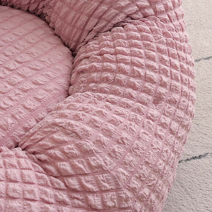 91家纺网 家纺一手货源 找家纺 启博家纺 2025新款泡泡纱南瓜椅套 桃粉