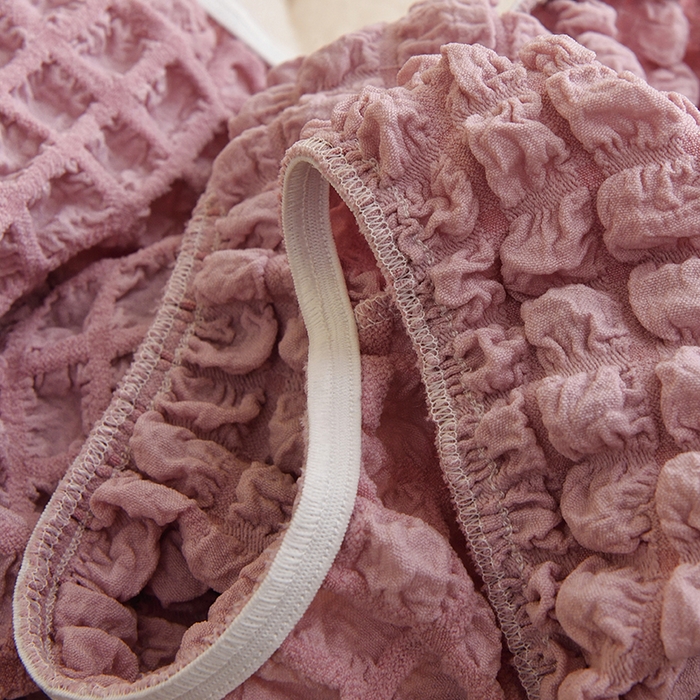 91家纺网 家纺一手货源 找家纺 启博家纺 2025新款泡泡纱南瓜椅套 桃粉