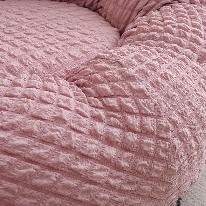 91家纺网 家纺一手货源 找家纺 启博家纺 2025新款泡泡纱南瓜椅套 桃粉