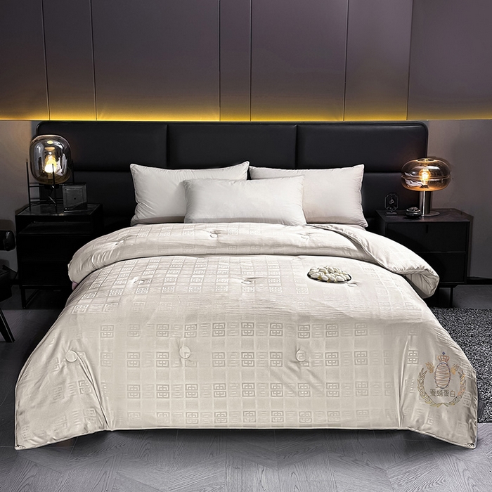 91家纺网 家纺一手货源 找家纺 兴邦家纺 2026新款全棉提花蚕丝被加厚冬被春秋被蚕蛹蛋白被外贸跨境被子被芯直播爆款 提花款-简爱-乳白