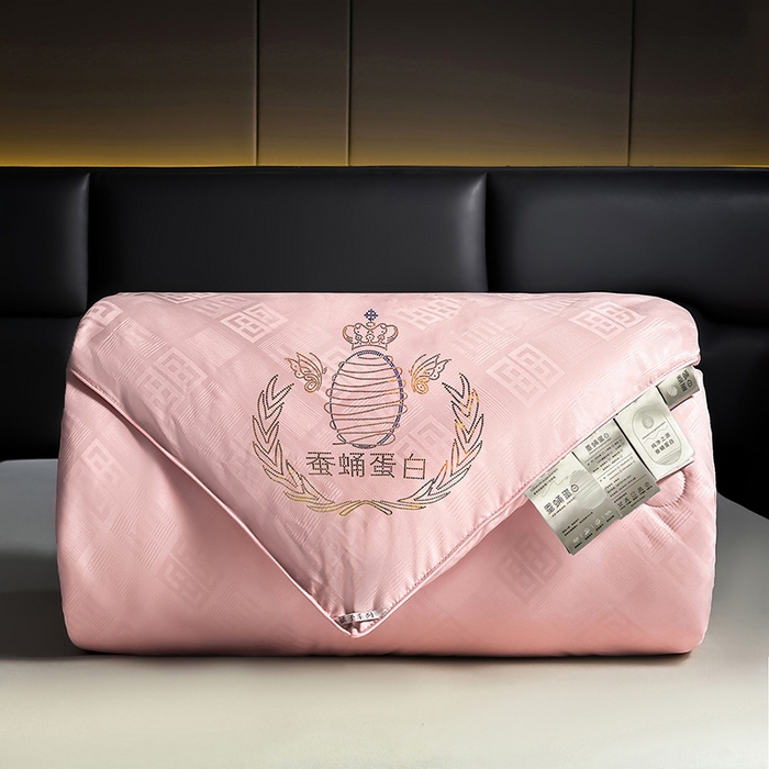 91家纺网 家纺一手货源 找家纺 兴邦家纺 2026新款全棉提花蚕丝被加厚冬被春秋被蚕蛹蛋白被外贸跨境被子被芯直播爆款 提花款-简爱-粉玉