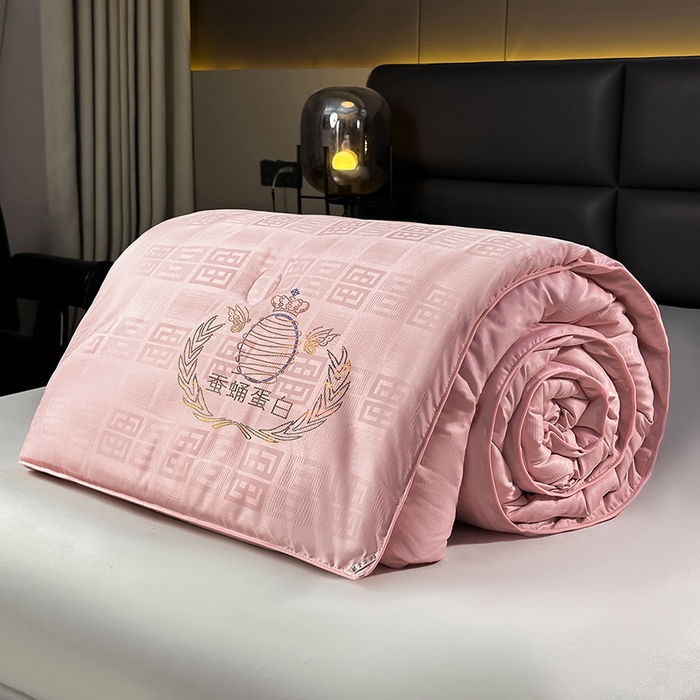 91家纺网 家纺一手货源 找家纺 兴邦家纺 2026新款全棉提花蚕丝被加厚冬被春秋被蚕蛹蛋白被外贸跨境被子被芯直播爆款 提花款-简爱-粉玉