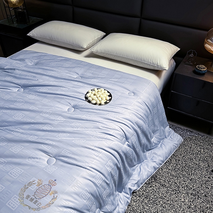 91家纺网 家纺一手货源 找家纺 兴邦家纺 2026新款全棉提花蚕丝被加厚冬被春秋被蚕蛹蛋白被外贸跨境被子被芯直播爆款 提花款-简爱-宝蓝