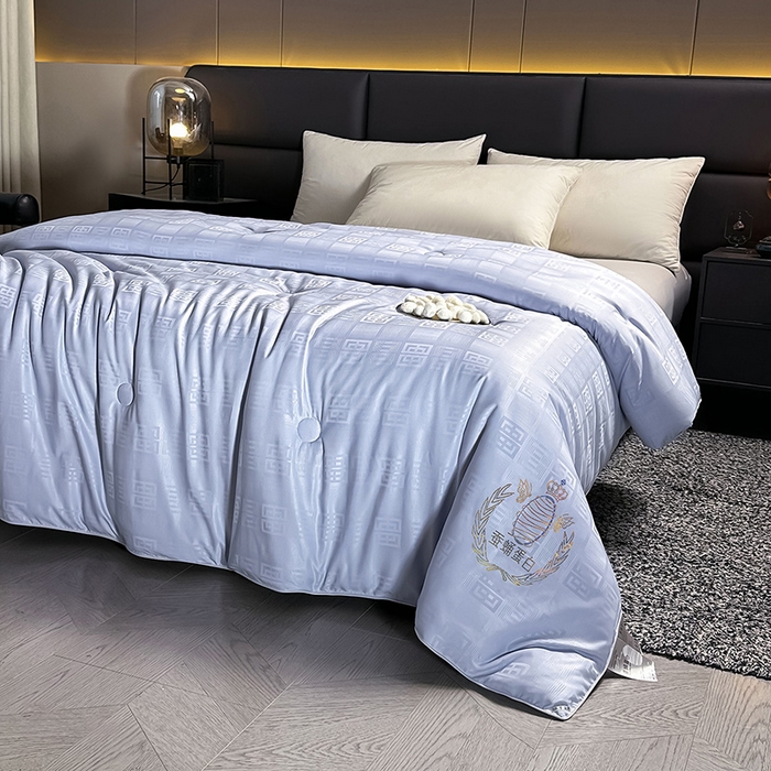 91家纺网 家纺一手货源 找家纺 兴邦家纺 2026新款全棉提花蚕丝被加厚冬被春秋被蚕蛹蛋白被外贸跨境被子被芯直播爆款 提花款-简爱-宝蓝