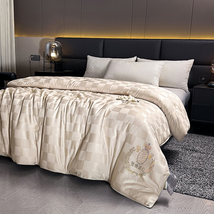 91家纺网 家纺一手货源 找家纺 兴邦家纺 2026新款全棉提花蚕丝被加厚冬被春秋被蚕蛹蛋白被外贸跨境被子被芯直播爆款 提花款-格调-金卡