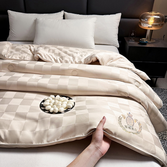 91家纺网 家纺一手货源 找家纺 兴邦家纺 2026新款全棉提花蚕丝被加厚冬被春秋被蚕蛹蛋白被外贸跨境被子被芯直播爆款 提花款-格调-金卡