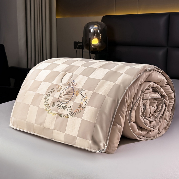 91家纺网 家纺一手货源 找家纺 兴邦家纺 2026新款全棉提花蚕丝被加厚冬被春秋被蚕蛹蛋白被外贸跨境被子被芯直播爆款 提花款-格调-金卡