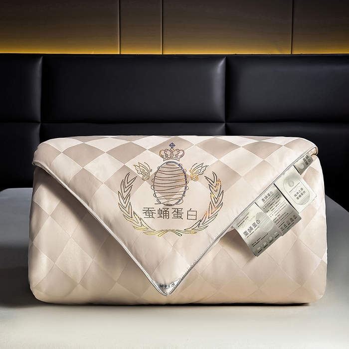 91家纺网 家纺一手货源 找家纺 兴邦家纺 2026新款全棉提花蚕丝被加厚冬被春秋被蚕蛹蛋白被外贸跨境被子被芯直播爆款 提花款-格调-金卡