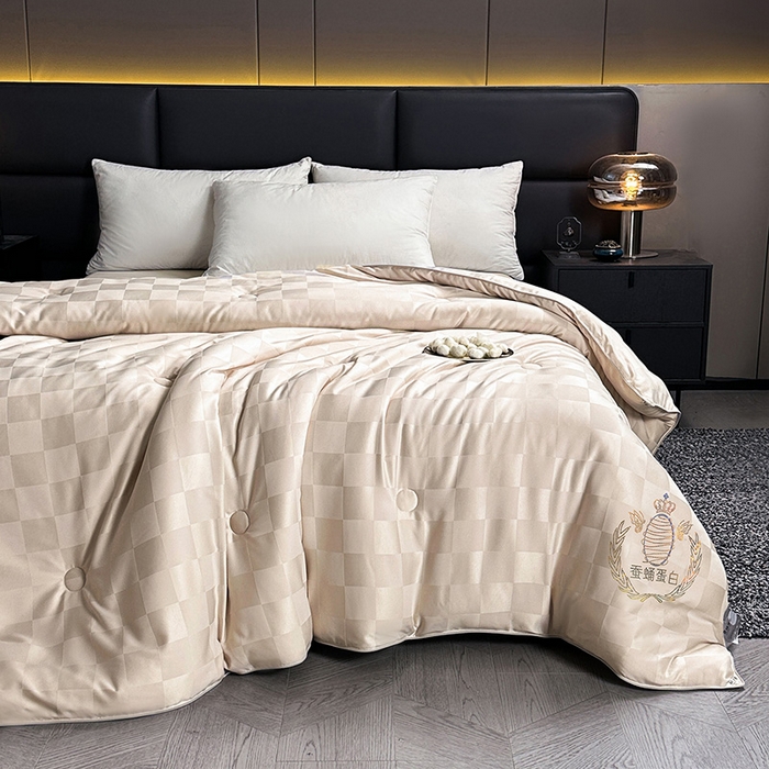 91家纺网 家纺一手货源 找家纺 兴邦家纺 2026新款全棉提花蚕丝被加厚冬被春秋被蚕蛹蛋白被外贸跨境被子被芯直播爆款 提花款-格调-金卡