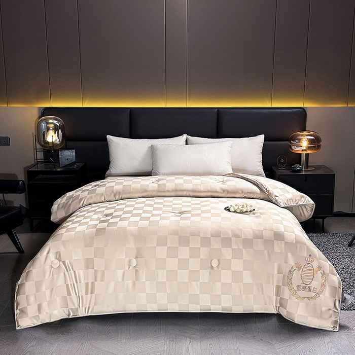 91家纺网 家纺一手货源 找家纺 兴邦家纺 2026新款全棉提花蚕丝被加厚冬被春秋被蚕蛹蛋白被外贸跨境被子被芯直播爆款 提花款-格调-金卡