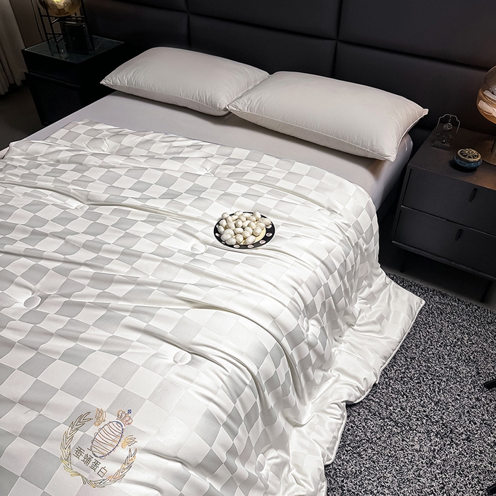 91家纺网 家纺一手货源 找家纺 兴邦家纺 2026新款全棉提花蚕丝被加厚冬被春秋被蚕蛹蛋白被外贸跨境被子被芯直播爆款 提花款-格调-本白