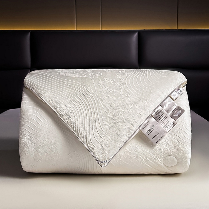 91家纺网 家纺一手货源 找家纺 兴邦家纺 2026新款全棉提花蚕丝被加厚冬被春秋被蚕蛹蛋白被外贸跨境被子被芯直播爆款 浮雕款-花影-米白